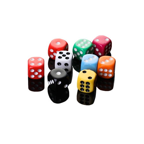 Six-sided rounded point dice