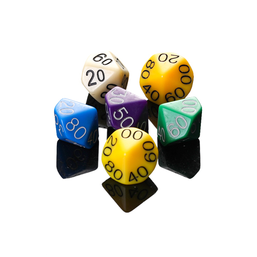 16mm ten-sided multi-color acrylic dice