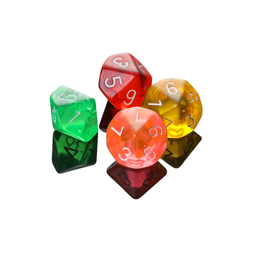 Supply ten-sided multi-color acrylic dice