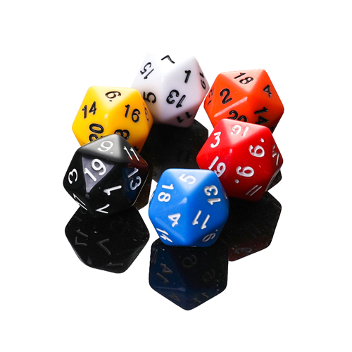 Twenty-sided multicolor digital dice